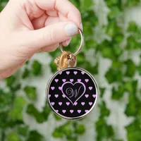 Fun and Flirty Pink Hearts Personalized  Keychain