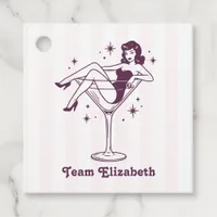 Retro Groovy Bach Lady Team Bride Bachelorette Favor Tags