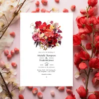 Luscious Red Floral Wedding Invitation