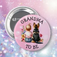 Baby and Puppy Grandma to be Baby Shower   Button