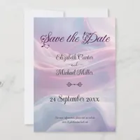 Whispers of Silk: Dreamy Pastel Waves Pink Blue  Save The Date