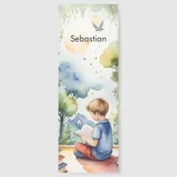 Boy Reading by Garden Watercolor Personalized Bookmarks