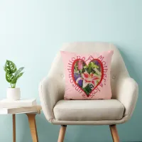 Mother's Love Is Unconditional Pretty Floral Heart Throw Pillow