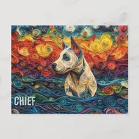 Bull Terrier Paper Quilling Art Dog Portrait Postcard