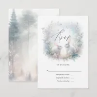 Enchanted Forest White Rabbit Wedding RSVP Card