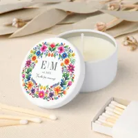 Mexican Floral Folk Art Wedding Mini Candle Favors