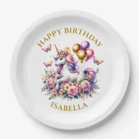 Pretty Pink, Purple and Gold Unicorn Birthday  Paper Plates