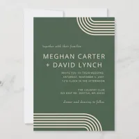 Rustic Neutral Green Arched Modern Wedding Invitation