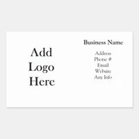 Add your Business Logo, Websites, Email, Phone # Rectangular Sticker