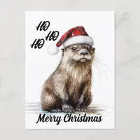 A Festive Santa Christmas Otter Postcard