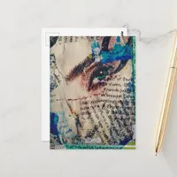 A face and words abstract friends joke collage postcard