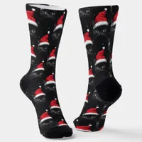 Christmas Black Cat Santa Funny Socks