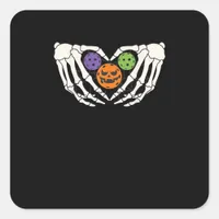 Funny Pickle Halloween Skeleton Hands Heart Pumpki Square Sticker