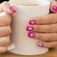 Soccer Player Girly Pink Football Minx Nail Art