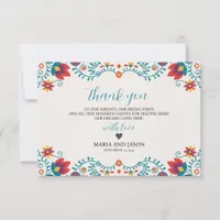 Mexican Fiesta Colorful Botanical Floral Wedding Thank You Card