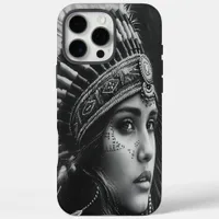 Feathered warrior girl in a mystical realm iPhone 16 pro max case