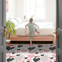 Hand Drawn Hearts and Dots Pattern ID471 Rug