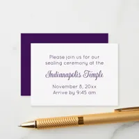 Minimalist Purple Script Temple Sealing Invitation