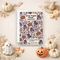Spooky Cute Purple Cat Halloween Baking Invitation