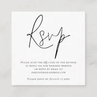 Script QR Code Wedding Black White RSVP  Enclosure Card