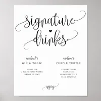 Signature Drinks Wedding Sign Rustic Calligraphy