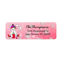 Christmas Snow Woman Knitting  Background Label