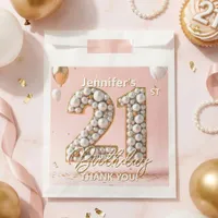 Pink Gold Balloons Pearl 21st Birthday Thank You Favor Bag