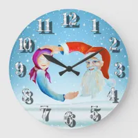 Hand-painted Watercolor Magical Santa Claus Large Clock