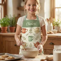 Cute Tea Party Floral Cottagecore Kids Apron