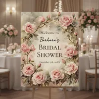 Dusty Rose Vintage Floral Bridal Shower Welcome Foam Board