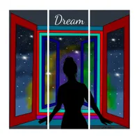 Lonely Lady Looking at Universe Triptych