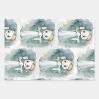 Whimsical Ghost Bridesmaid with Champagne  Wrapping Paper Sheets