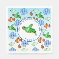 Sea Turtle Under the Sea Themed Baby Shower Napkins