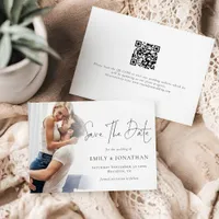 Minimalist Photo Overlay QR Script Wedding Save The Date