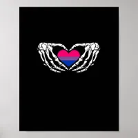 Bisexual Pride Skeleton Halloween Bi Goth Heart Cl Poster