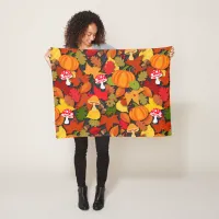 Pumpkins Leaves and Toadstools Fleece Blanket