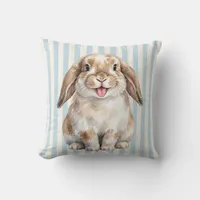 Watercolor Lop Rabbit Throw Pillow