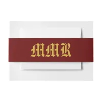 Monogram Elegant Red & Gold Wedding Invitation Belly Band