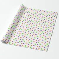 Purple Lime Green Orange Polka Dot Wrapping Paper