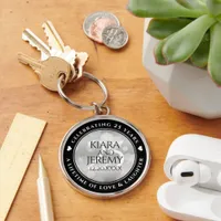 Elegant 25th Silver Wedding Anniversary Keychain