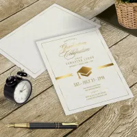 Gold Cap Graduation Cream ID834 Invitation