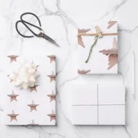 Chic Christmas metallic rose gold star white Wrapping Paper Sheets