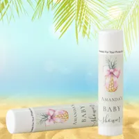 Baby Shower pink bow pineapple sage green Lip Balm