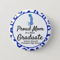 Graduation Proud Mom blue edition Button