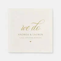 Elegant Calligraphy Cream Gold Wedding Napkins