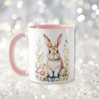 Vintage Floral Easter Bunny Personalized Mug