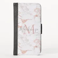 Chic Blush Pink | Rose Gold Foil Monogram iPhone X Wallet Case
