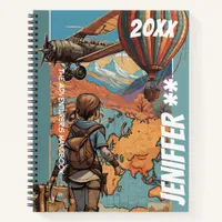 Adventure Girl Notebook, Personalized Travel Theme Notebook