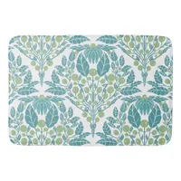 Art Nouveau Turquoise & Green–Vintage Floral  Bath Mat