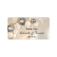 Pearl Diamond Buttons Wedding Thank You Favor Tags